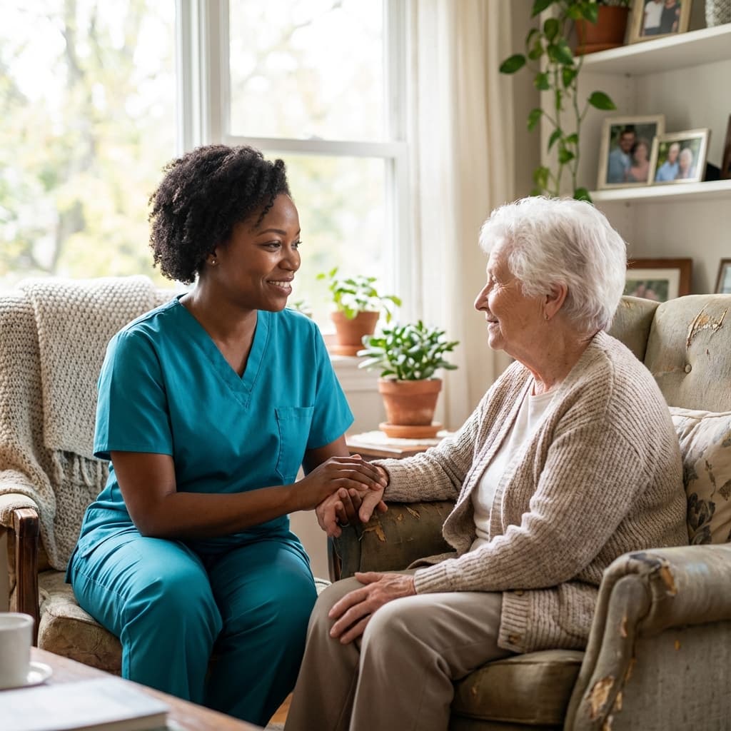 Caring professional providing compassionate home care